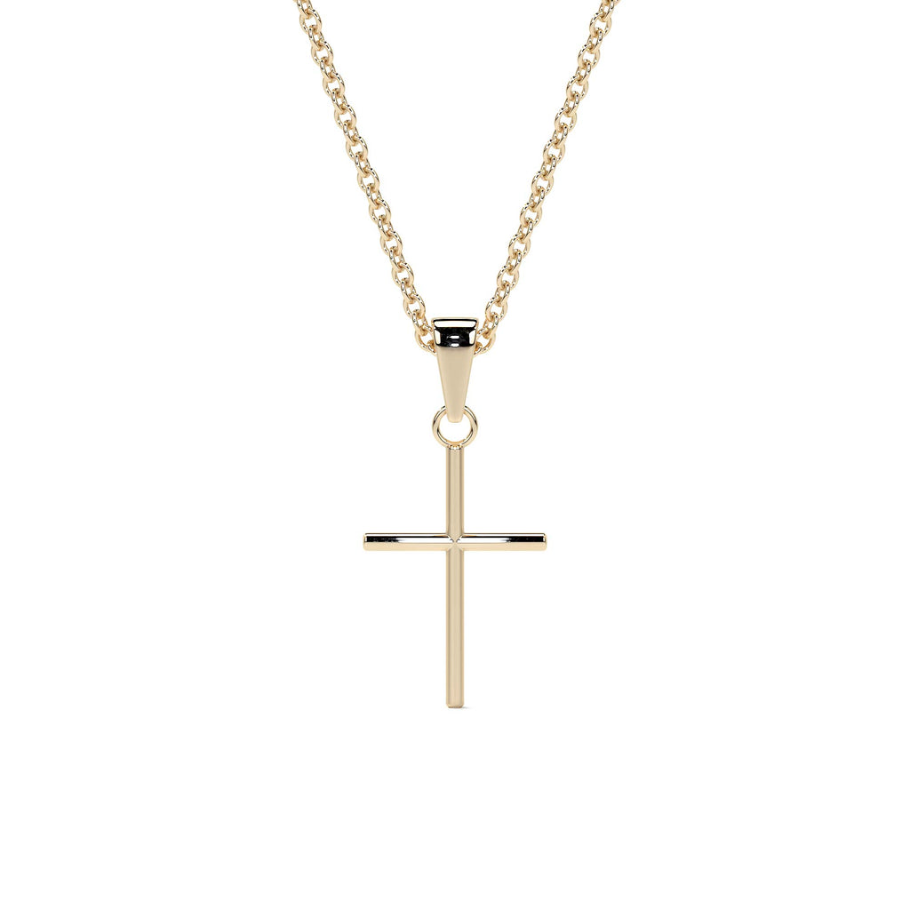 Collar De Cruz De Tubo De Oro De 10k