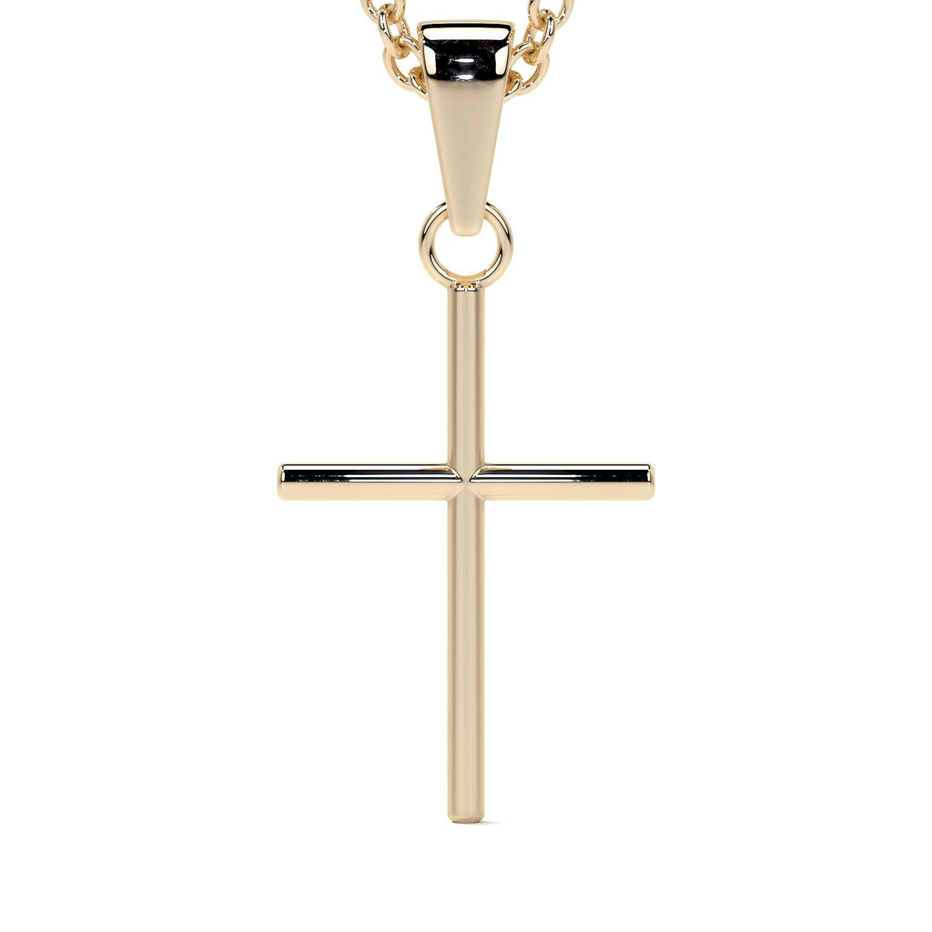 Collar De Cruz De Tubo De Oro De 10k