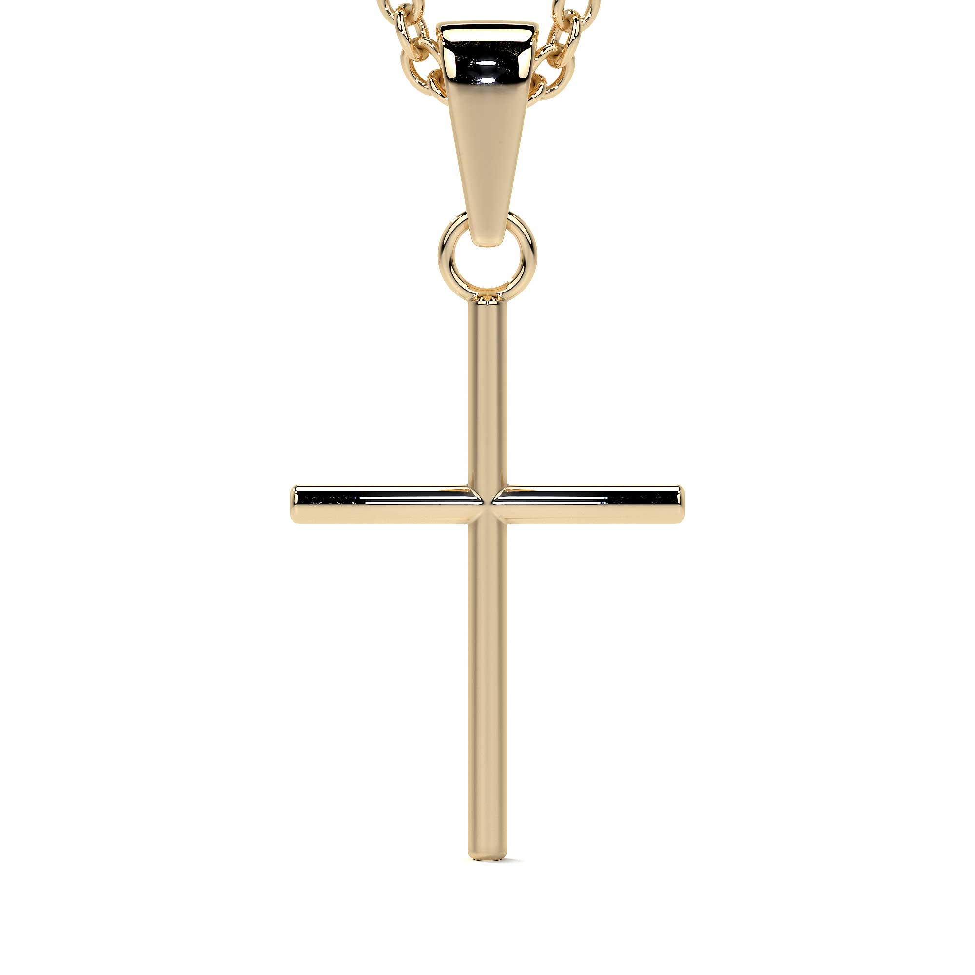 Collar De Cruz De Tubo De Oro De 10k