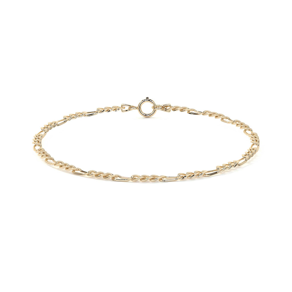 Pulsera Italiana Figaro 3x1 Hueca Calibre 2.6 mm