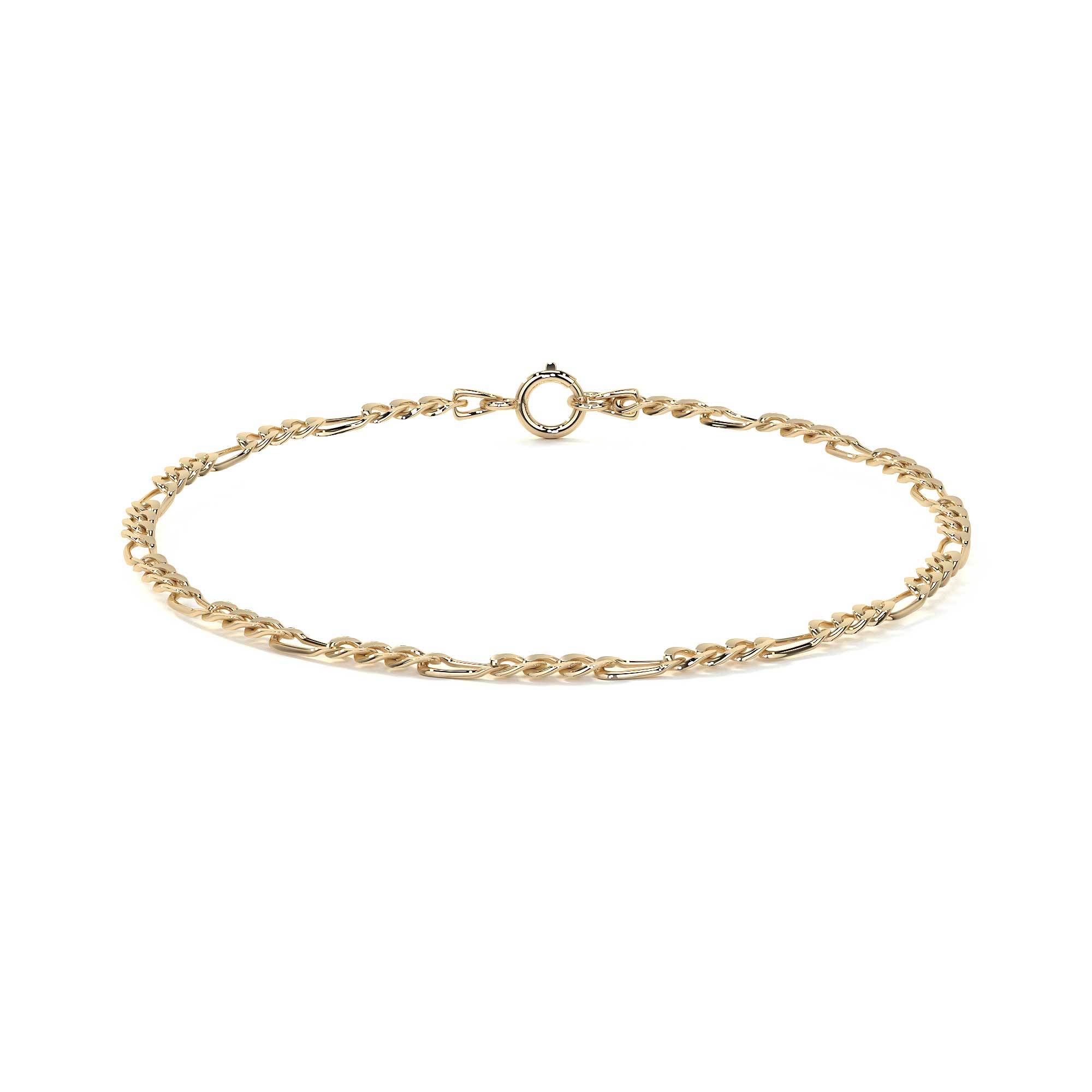 Pulsera Italiana Figaro 3x1 Hueca Calibre 2.6 mm