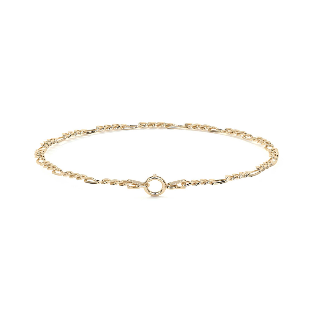 Pulsera Italiana Figaro 3x1 Hueca Calibre 2.6 mm
