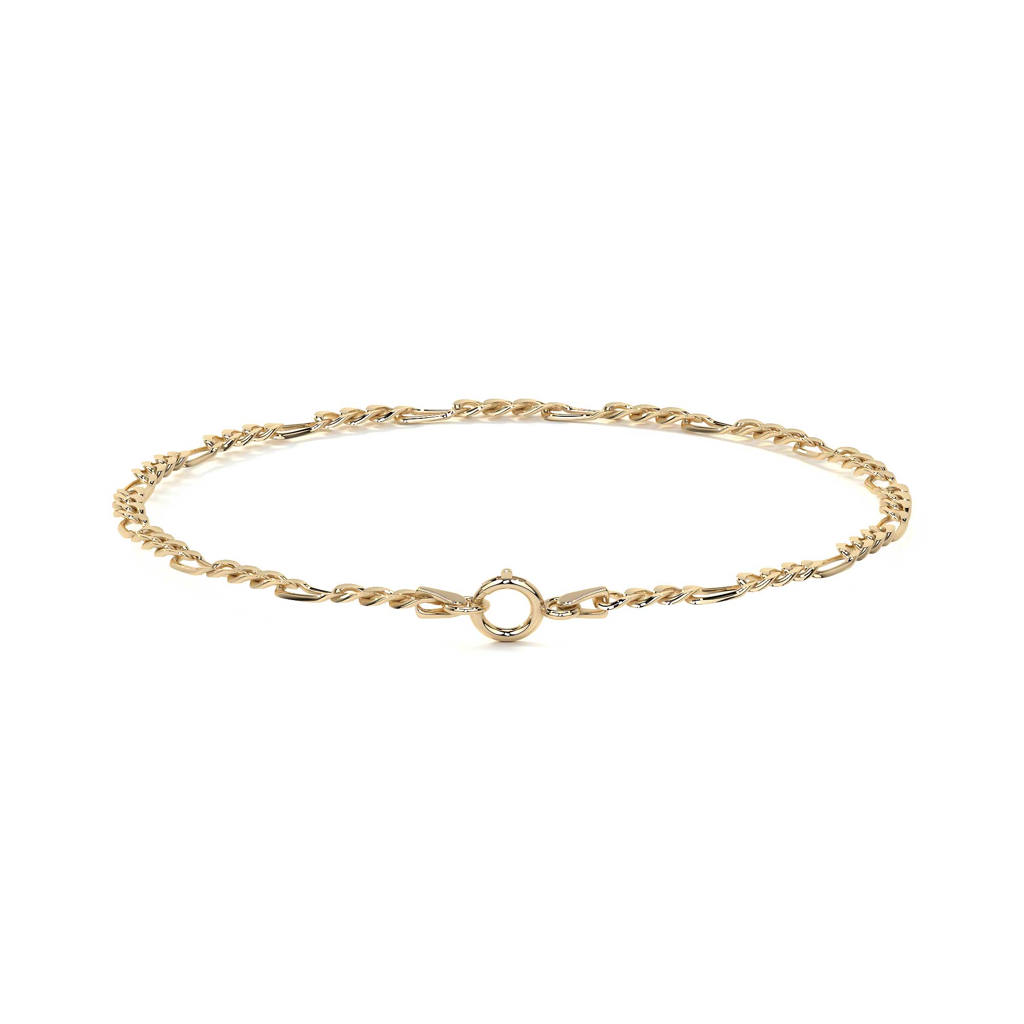 Pulsera Italiana Figaro 3x1 Hueca Calibre 2.6 mm