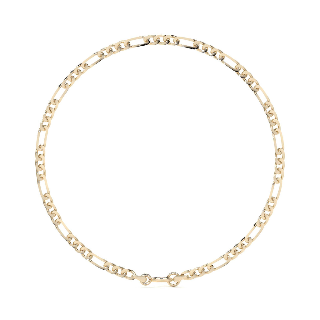 Pulsera Italiana Figaro 3x1 Hueca Calibre 2.6 mm