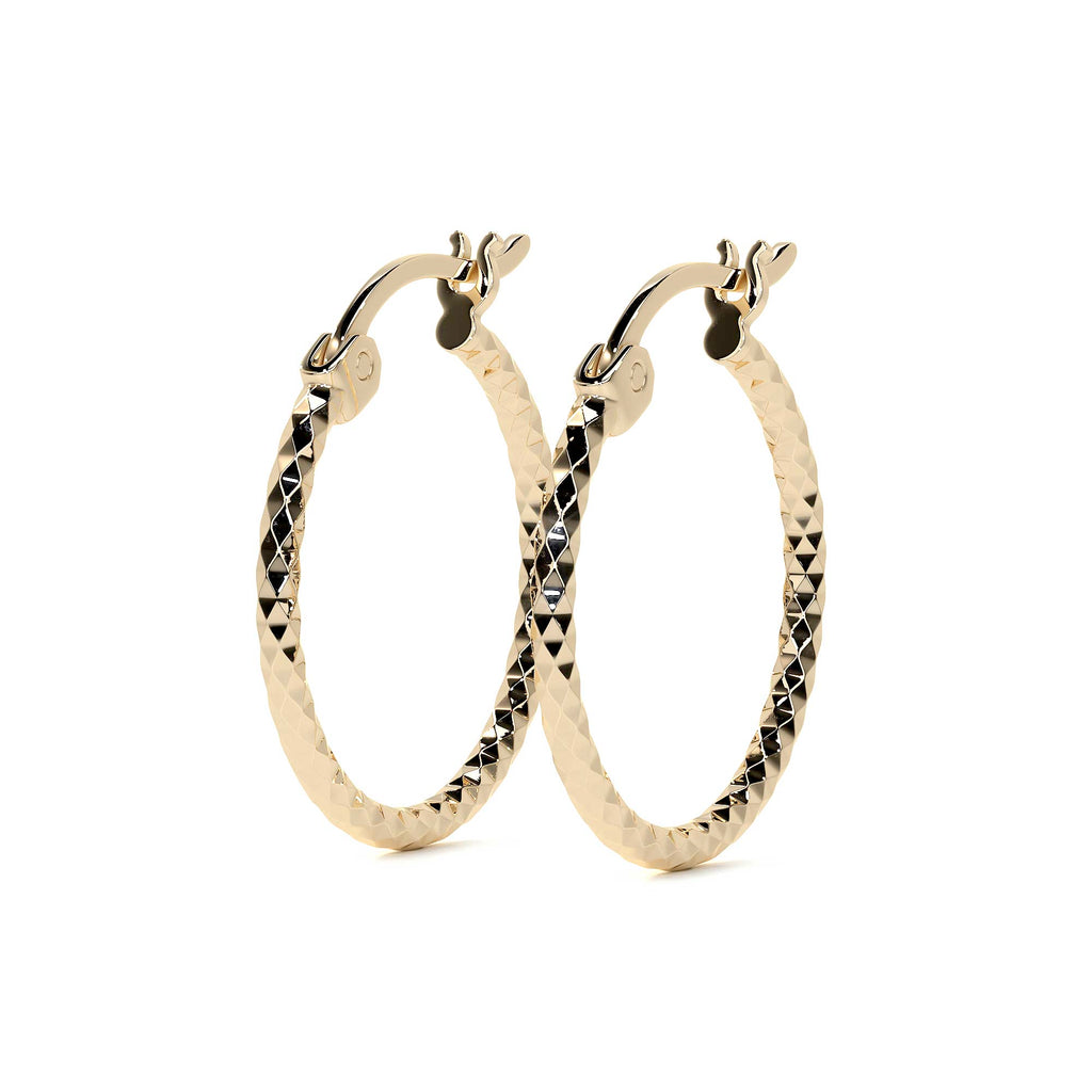 Arete Arracada De Oro 14k Con Diamantado Estilo Panal