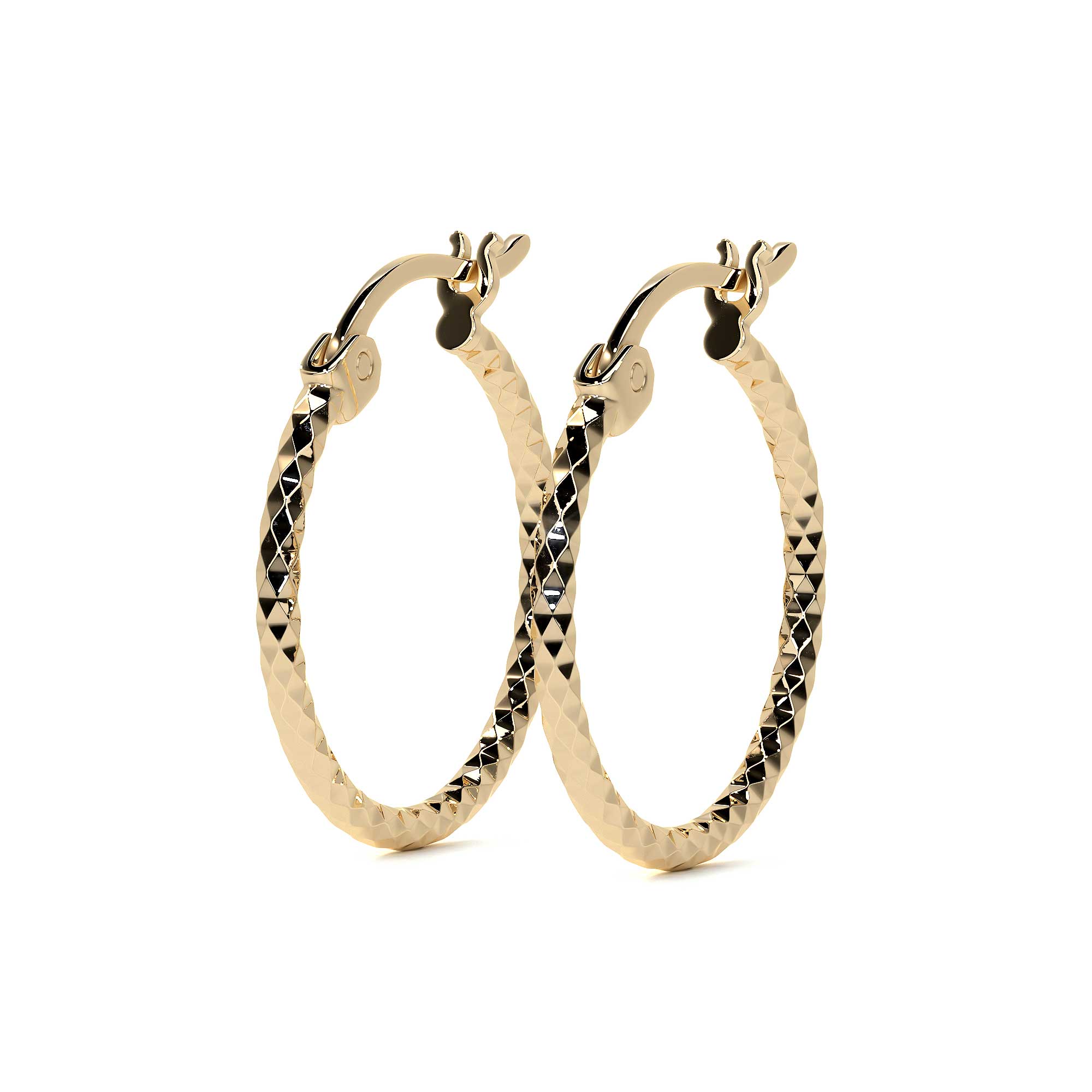 Arete Arracada De Oro 14k Con Diamantado Estilo Panal
