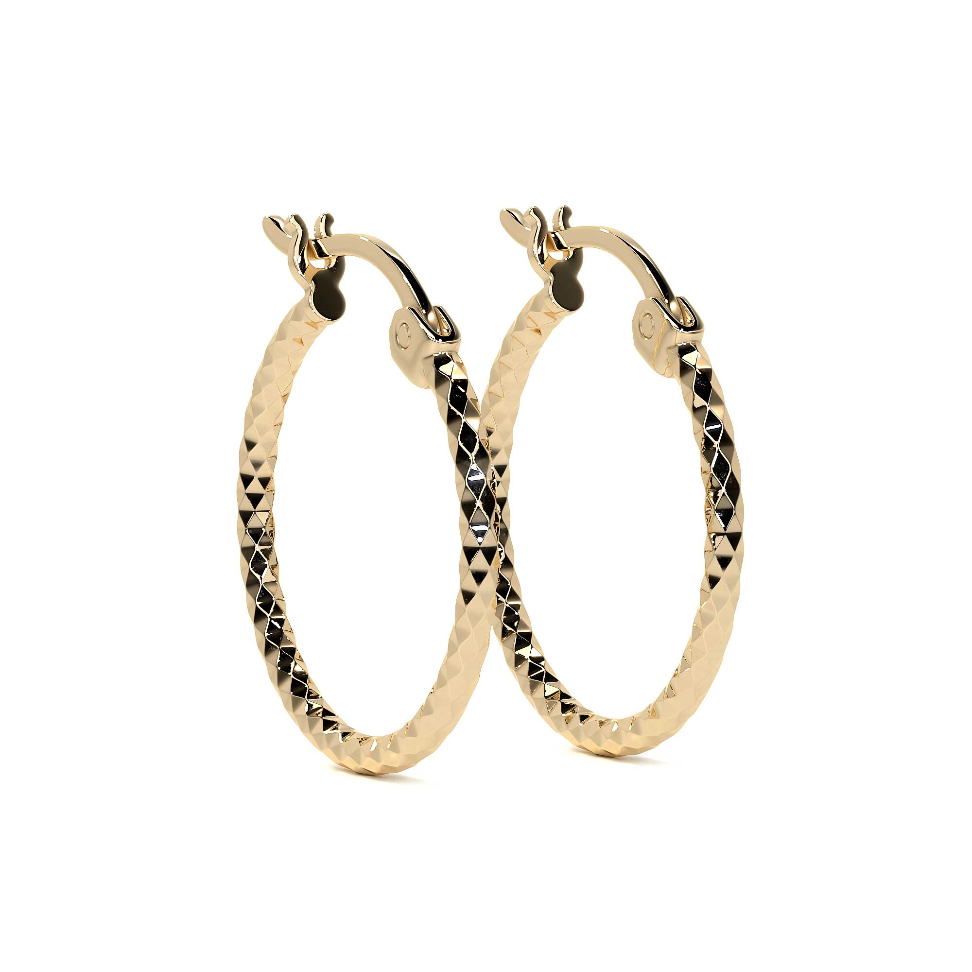 Arete Arracada De Oro 14k Con Diamantado Estilo Panal