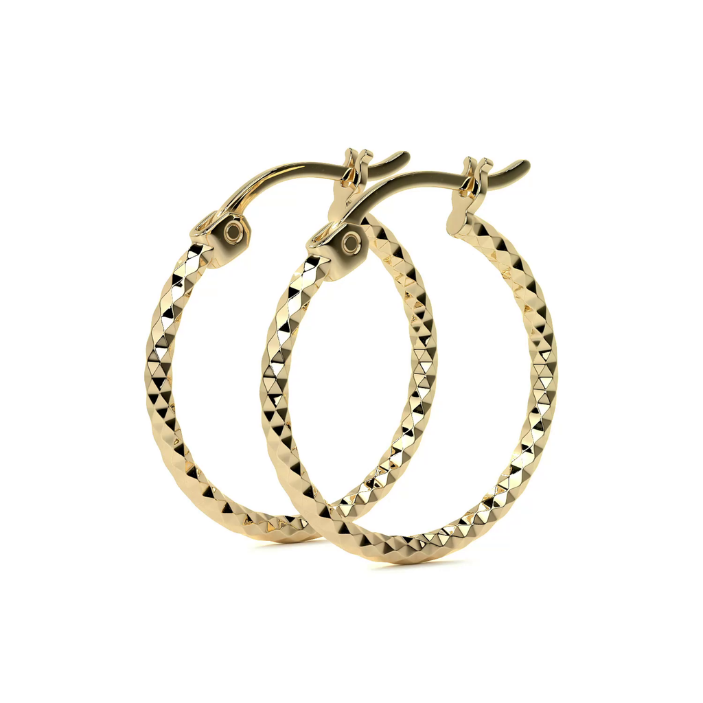 Arete Arracada De Oro 14k Con Diamantado Estilo Panal