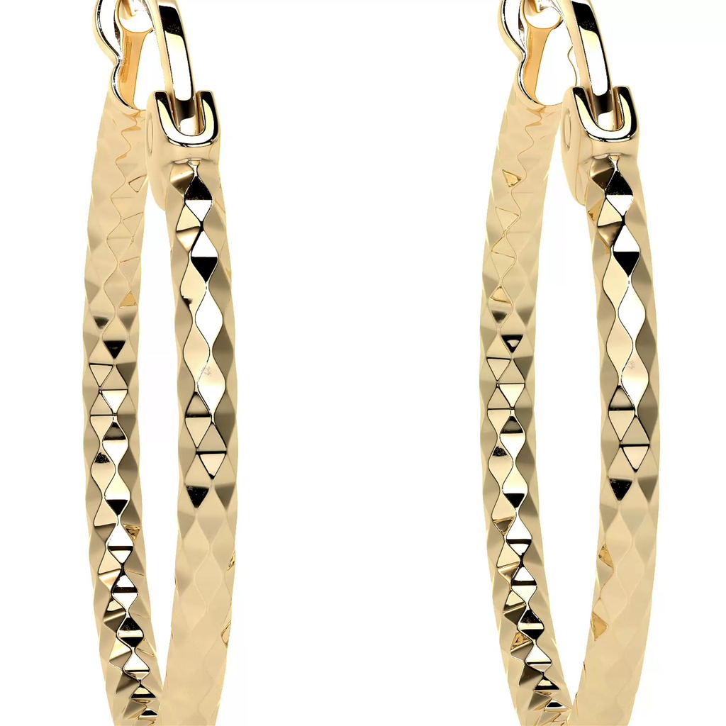 Arete Arracada De Oro 14k Con Diamantado Estilo Panal