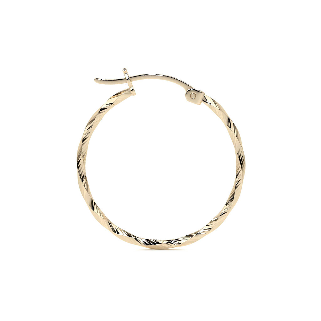 Arete Arracada De Oro De 14k Diamantada Estilo Torsal