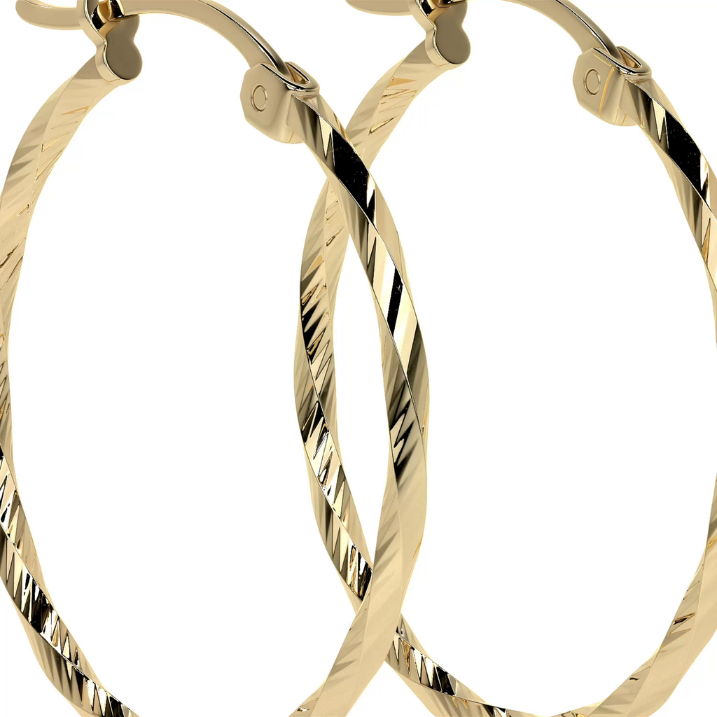 Arete Arracada De Oro De 14k Diamantada Estilo Torsal
