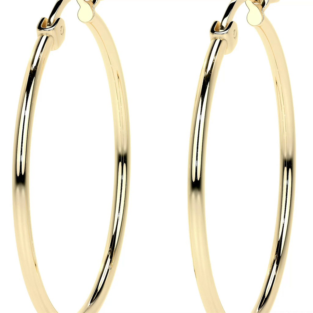 Arete Arracada Lisa Para Mujer De Oro Puro De 14k