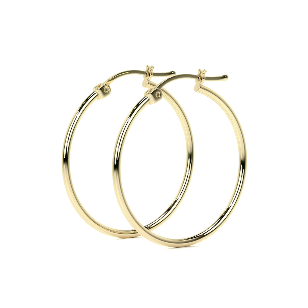 Arete Arracada Lisa Para Mujer De Oro Puro De 14k