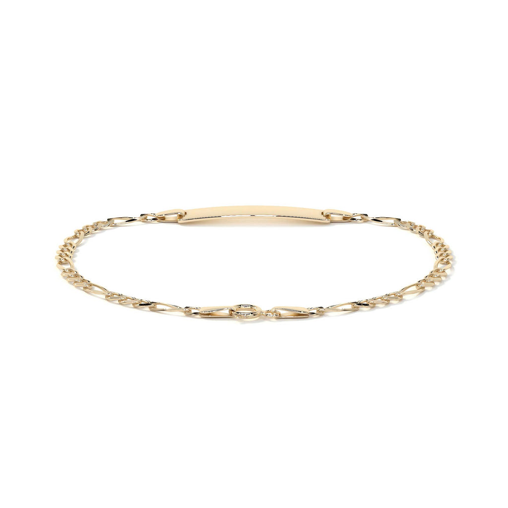 Pulsera Esclava de Oro 10K Estilo Fígaro 3x1 con Placa | Joyería Italiana