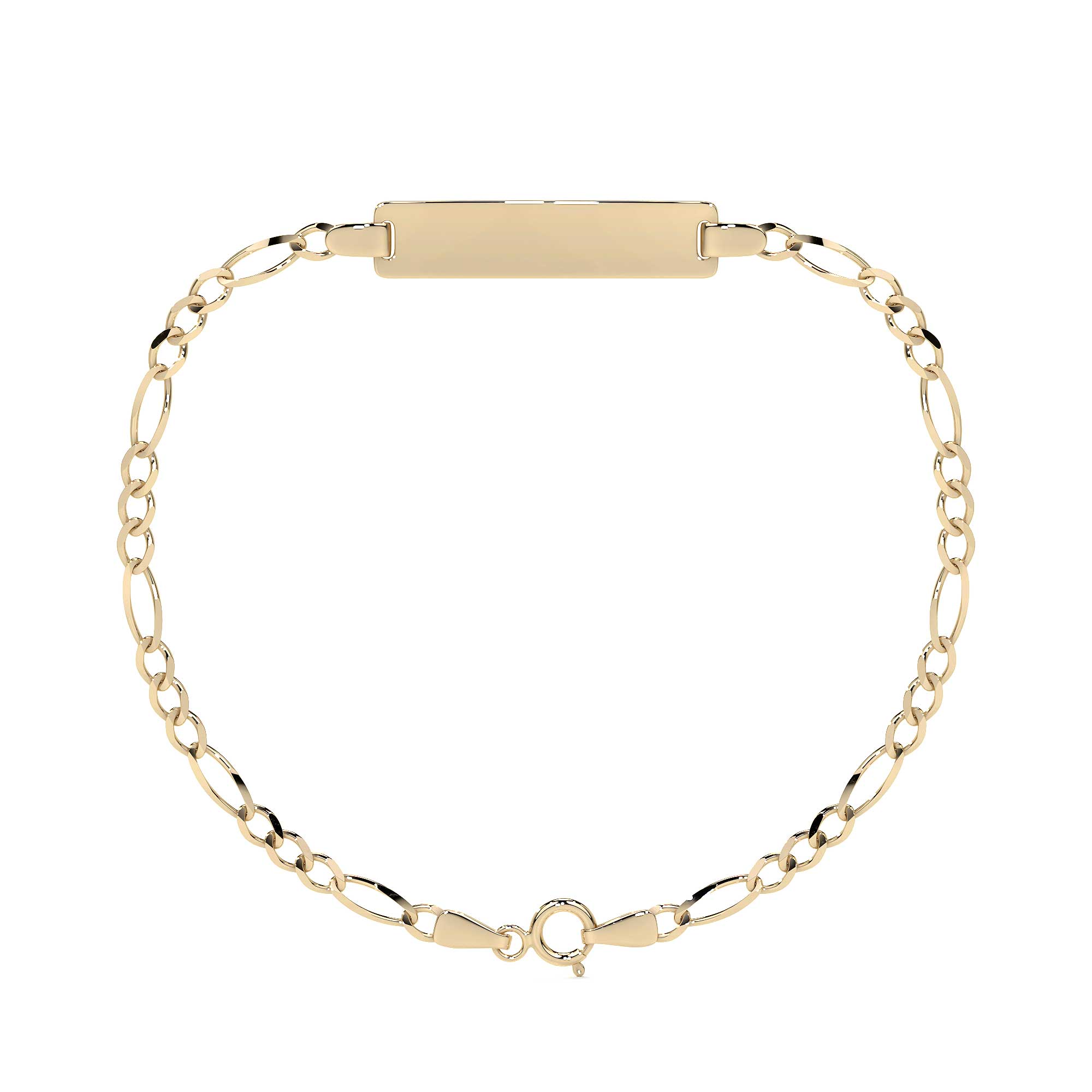 Pulsera Esclava de Oro 10K Estilo Fígaro 3x1 con Placa | Joyería Italiana