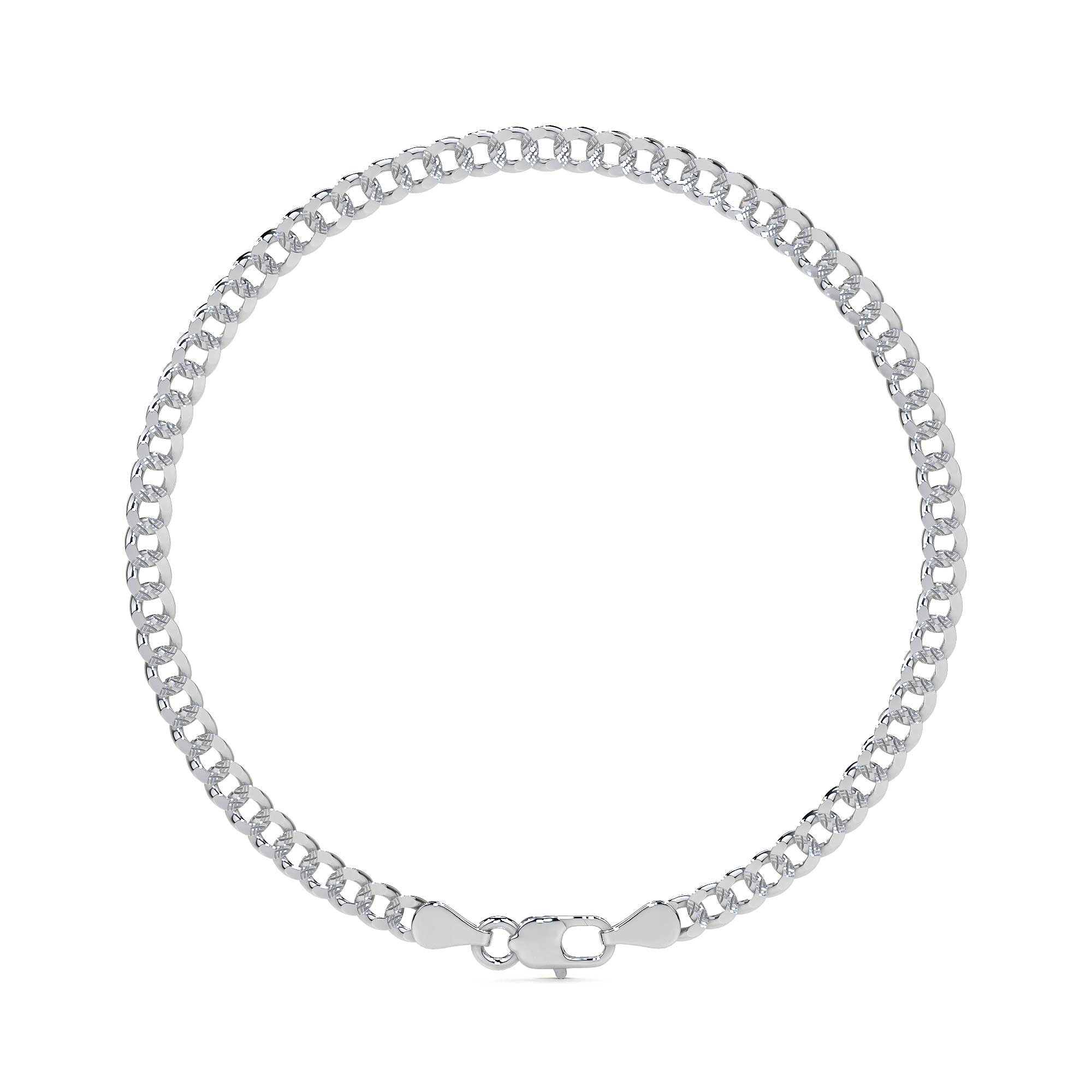 Pulsera De Plata 925 Barbarada 18cm Calibre 3.2mm Italiana