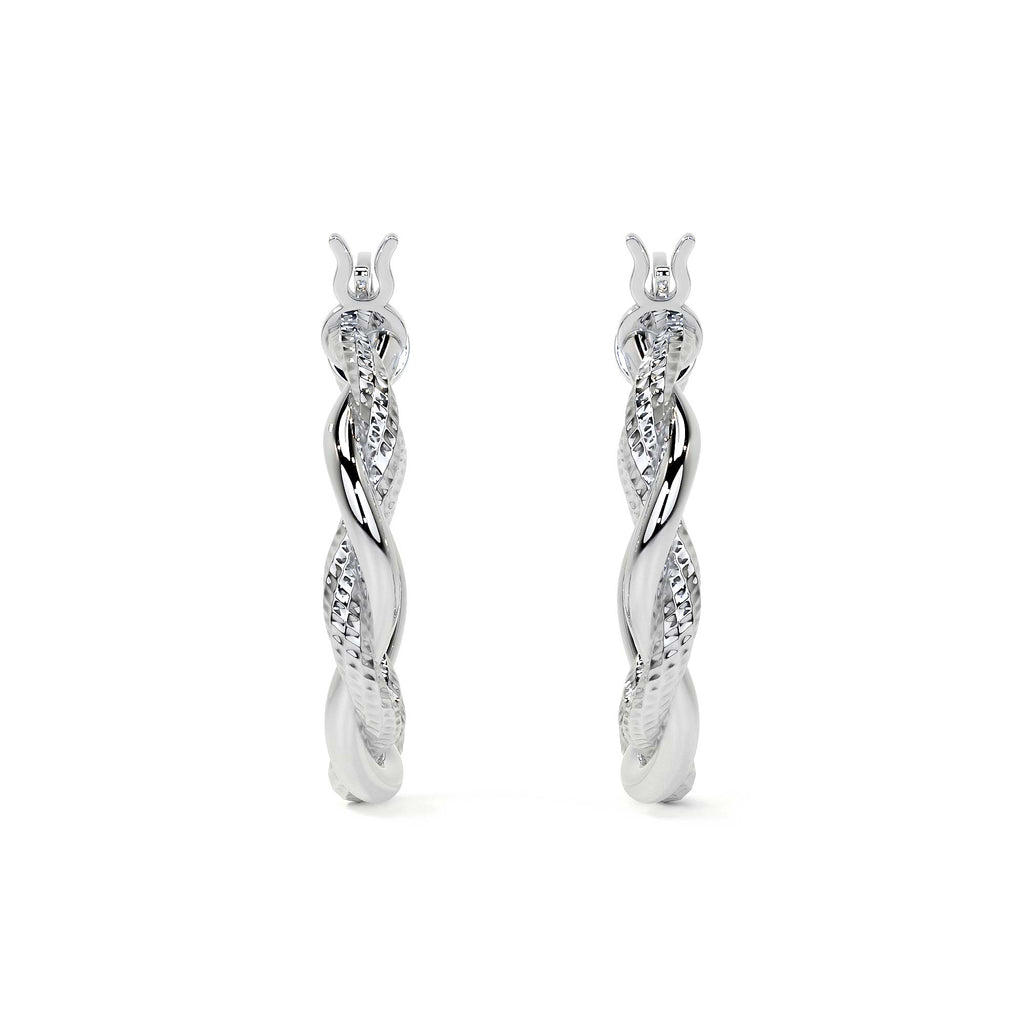 Arete Arracada Diamantada con tubos torcidos De Plata Ley 925 Para Mujer