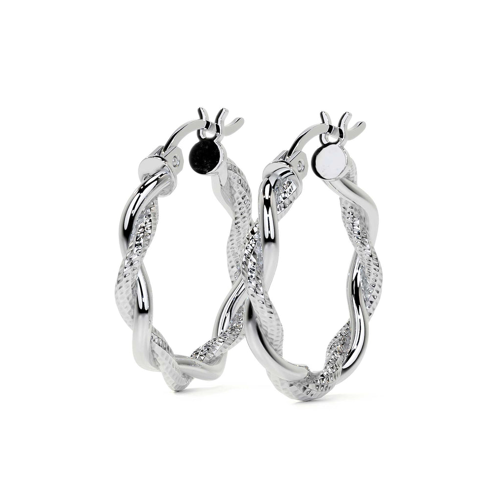 Arete Arracada Diamantada con tubos torcidos De Plata Ley 925 Para Mujer