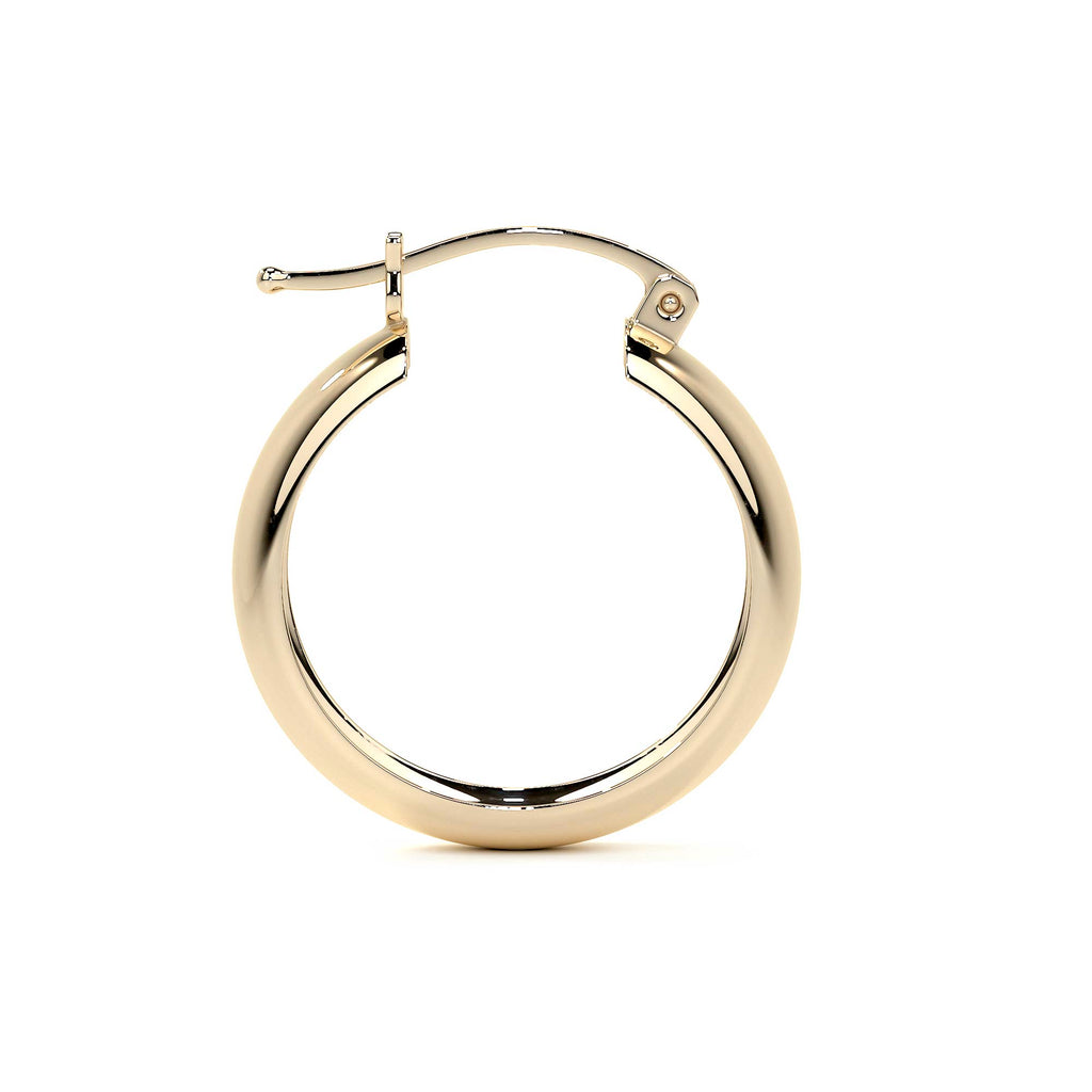 Arracada Bangle De Oro De 14k Lisa De 15mm, 6mm de Ancho