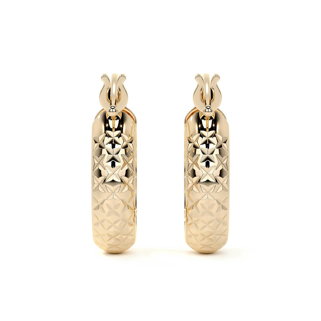 Arracada Diamantada Bangle De Oro 10k Estilo Panal, 4mm de Ancho