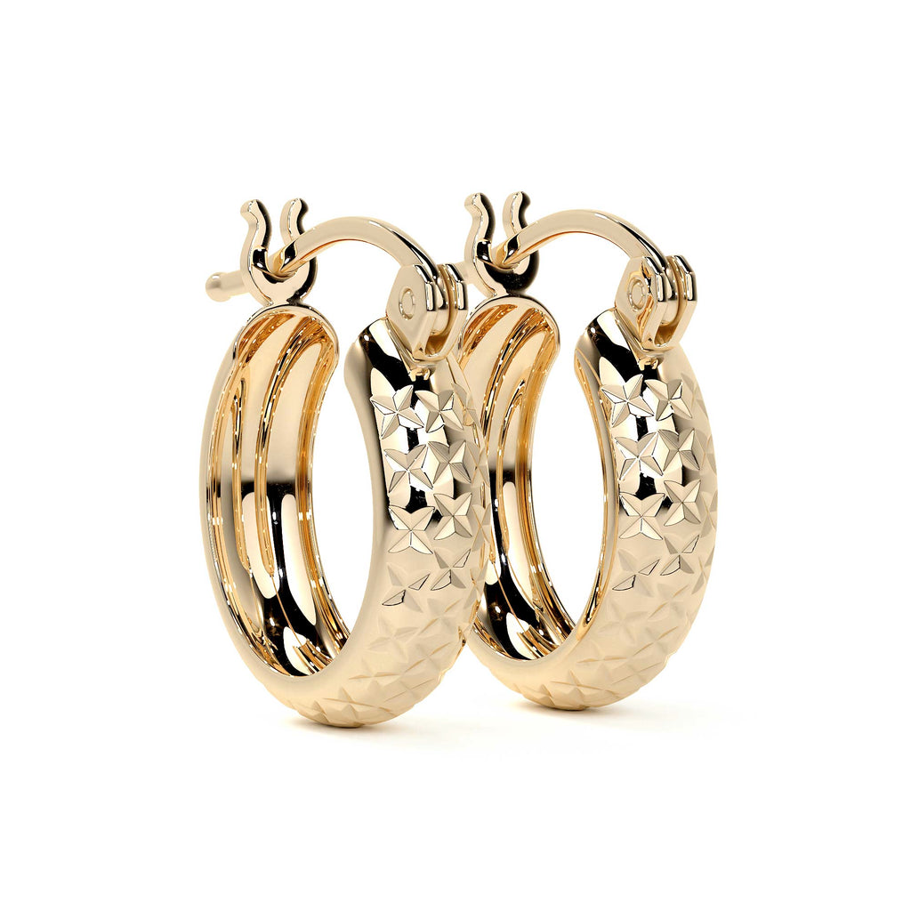 Arracada Diamantada Bangle De Oro 10k Estilo Panal, 4mm de Ancho