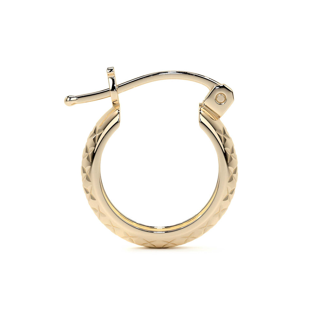 Arracada Diamantada Bangle De Oro 10k Estilo Panal, 4mm de Ancho