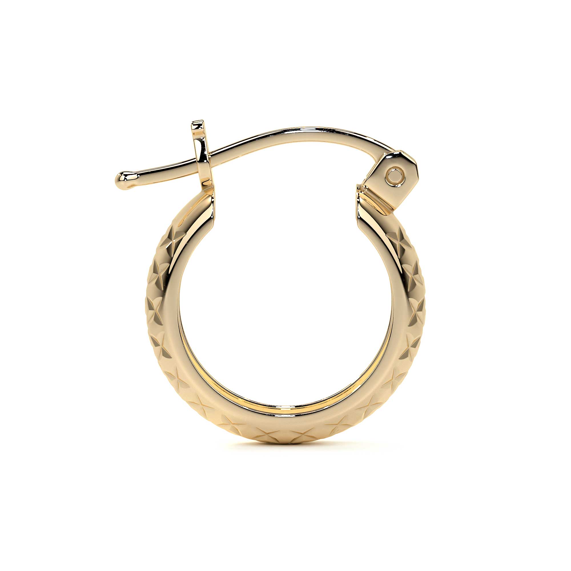 Arracada Diamantada Bangle De Oro 10k Estilo Panal, 4mm de Ancho