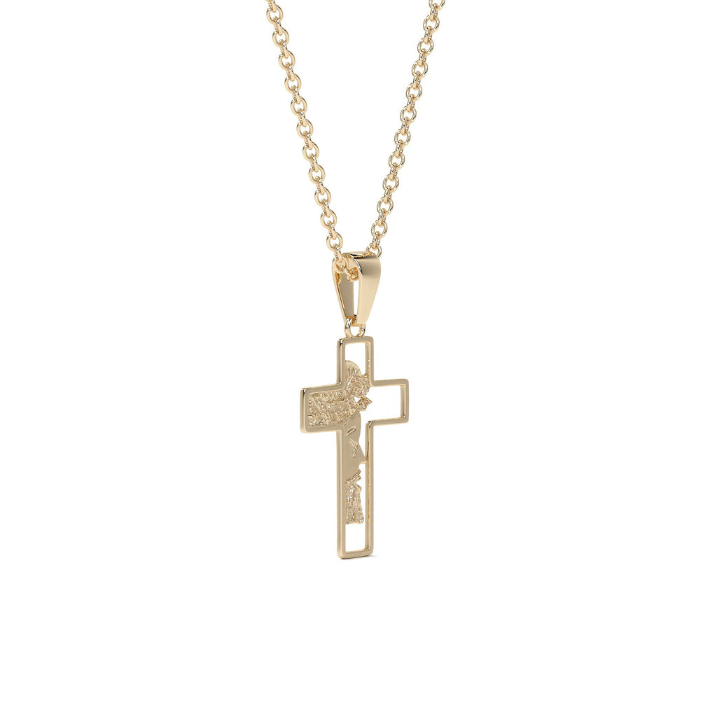 Collar de Cruz de Oro 10K con Rostro de Cristo