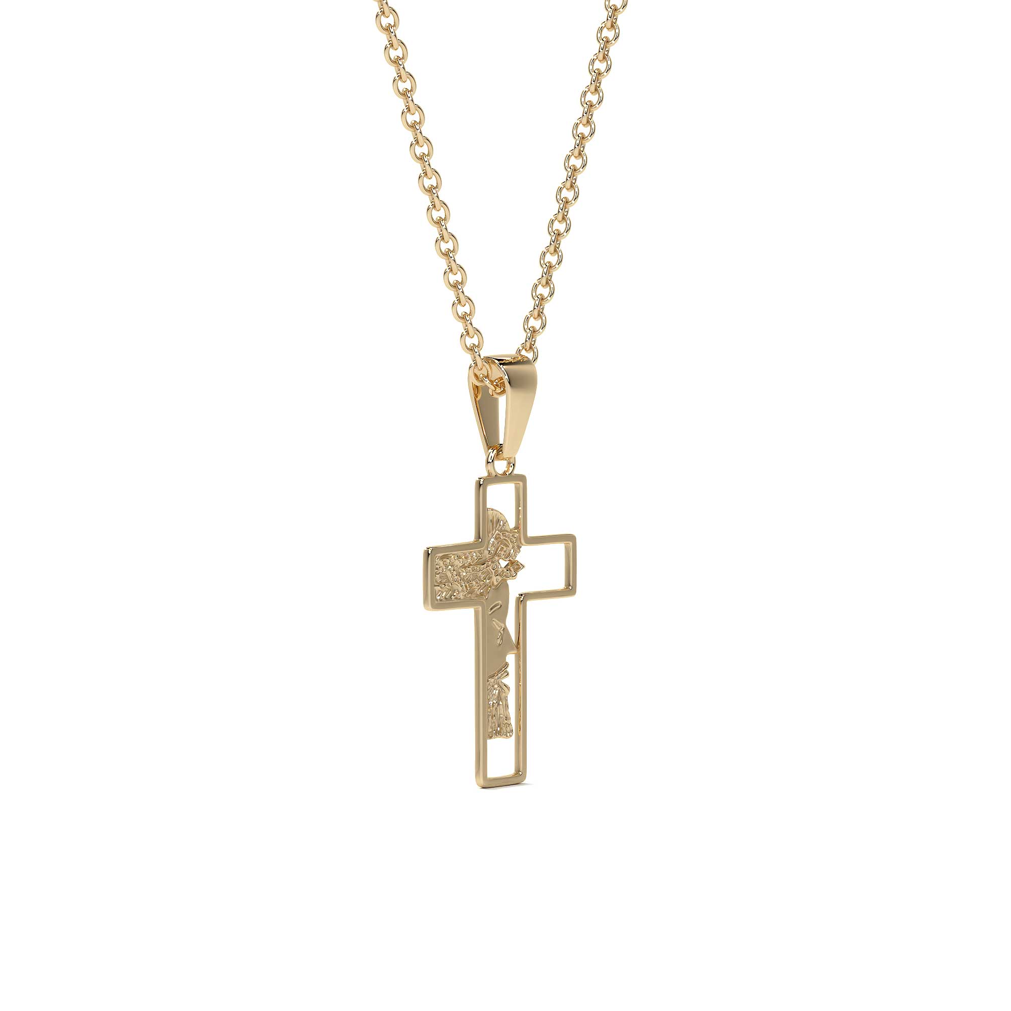 Collar de Cruz de Oro 10K con Rostro de Cristo
