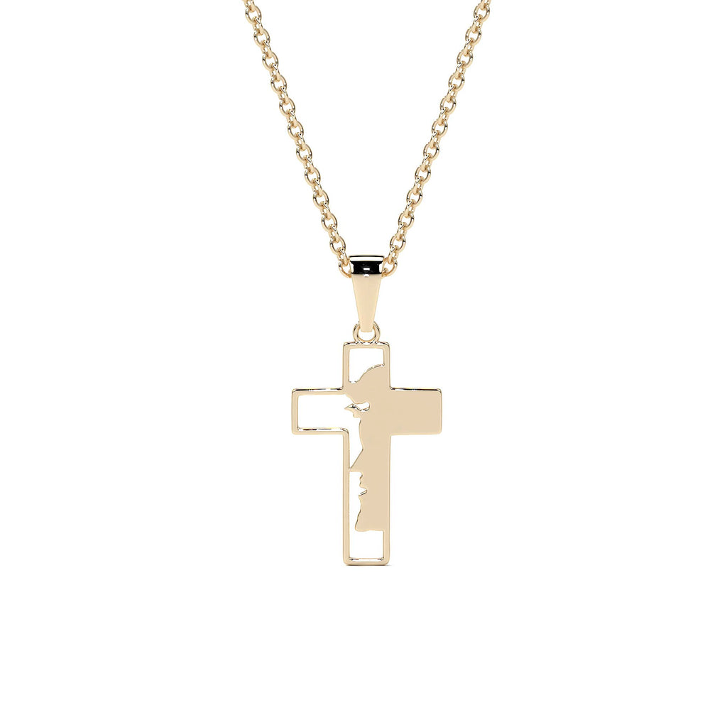 Dije de Cruz de Oro 10K con Rostro de Cristo – Elegancia y Fe para Hombre