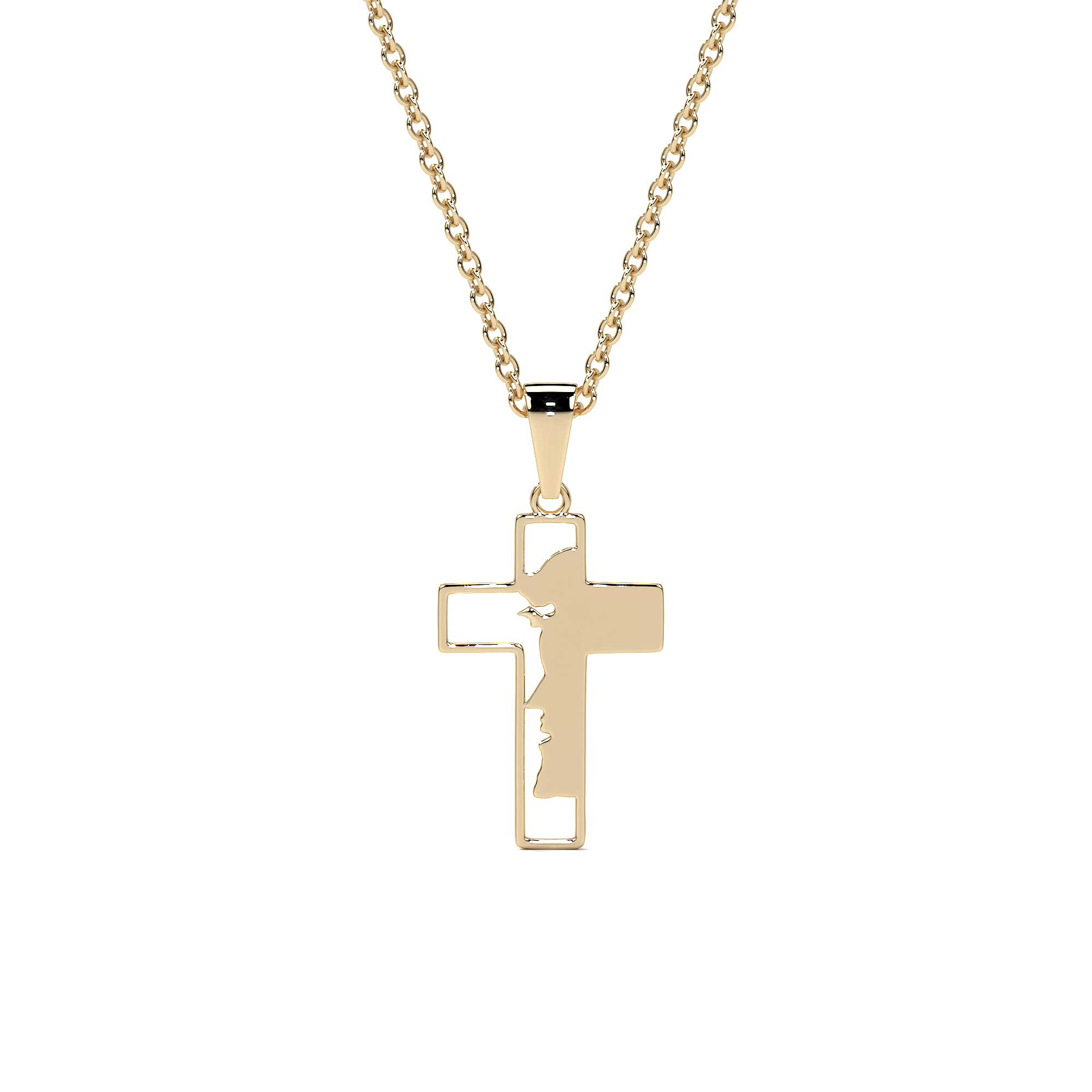 Collar de Cruz de Oro 10K con Rostro de Cristo