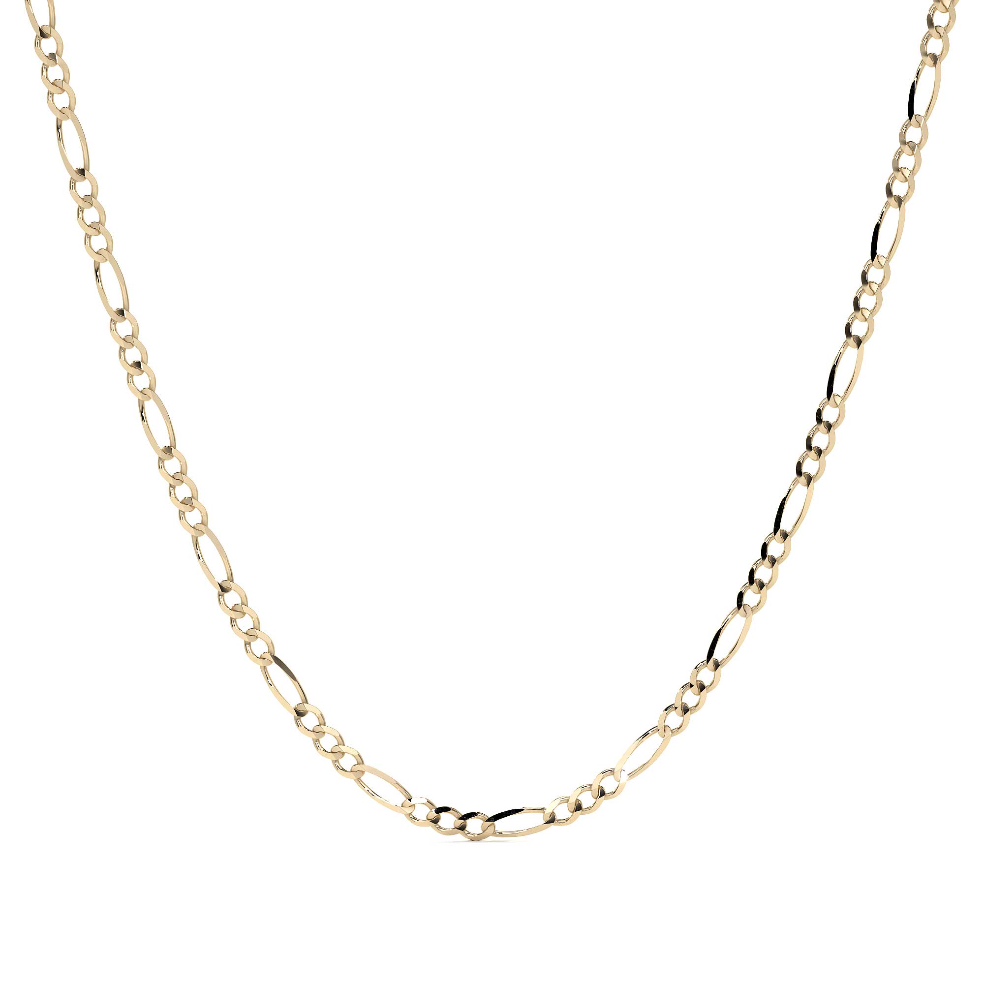 Cadena De Oro De 10k 3x1 Figaro Hueca Calibre 2.0mm
