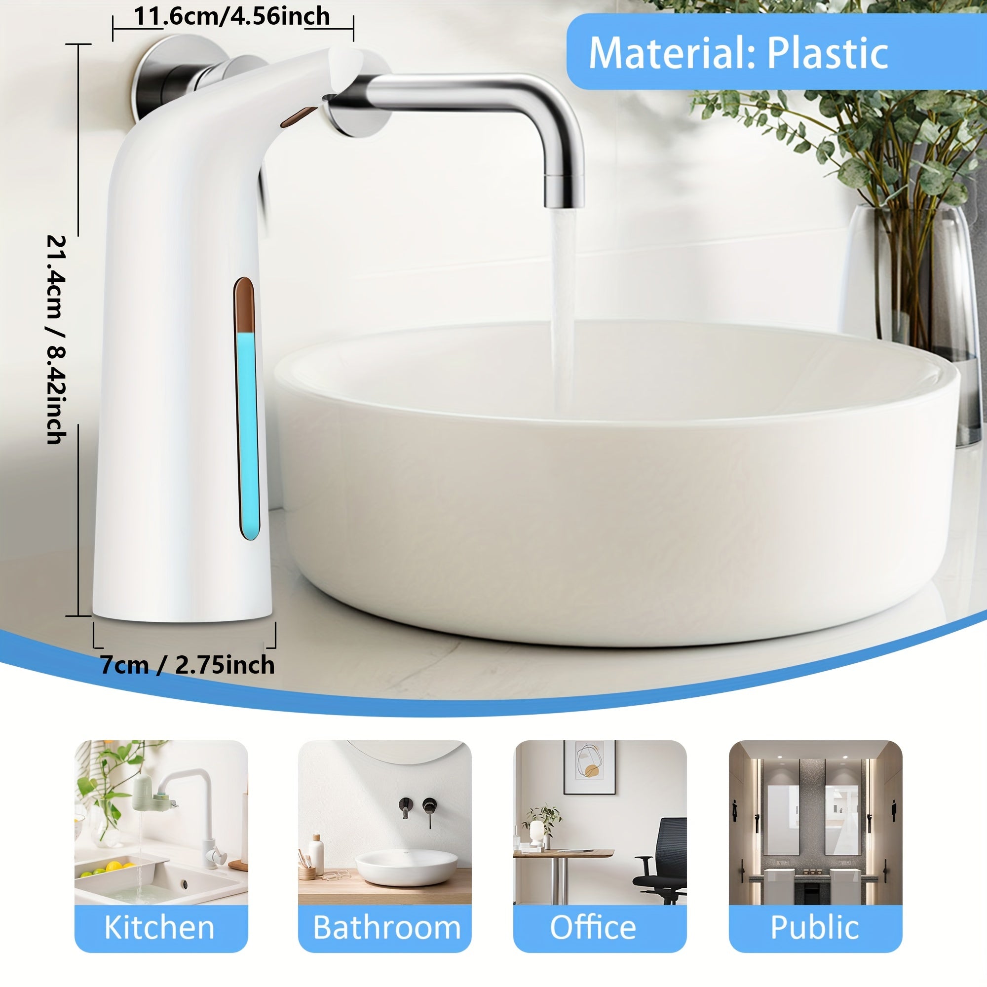 Dispensador Automático de Jabón con Sensor Infrarrojo, Generador de Espuma, Impermeable, Operación Sin Contacto, Ideal para Baño, Cocina y Oficina