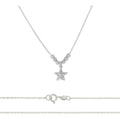 Collar De Estrella De Plata 925 Con Bola Diamantada De 45 Cm