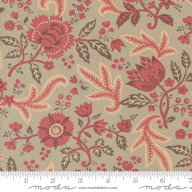 1/2 m de Flor de Tapiz French General en rojo y beige
