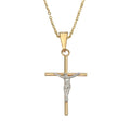 Collar De Cruz De Tubo Y Cristo Rodinado De Oro De 14k