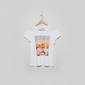 Playera Cuello Redondo Guess Mujer — Blanca Estampado Sunset Cocktail Hour Logo Strass Talla L