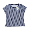 Playera Cuello Redondo Guess Mujer — Monograma G Allover Azul Navy Blanco Talla L