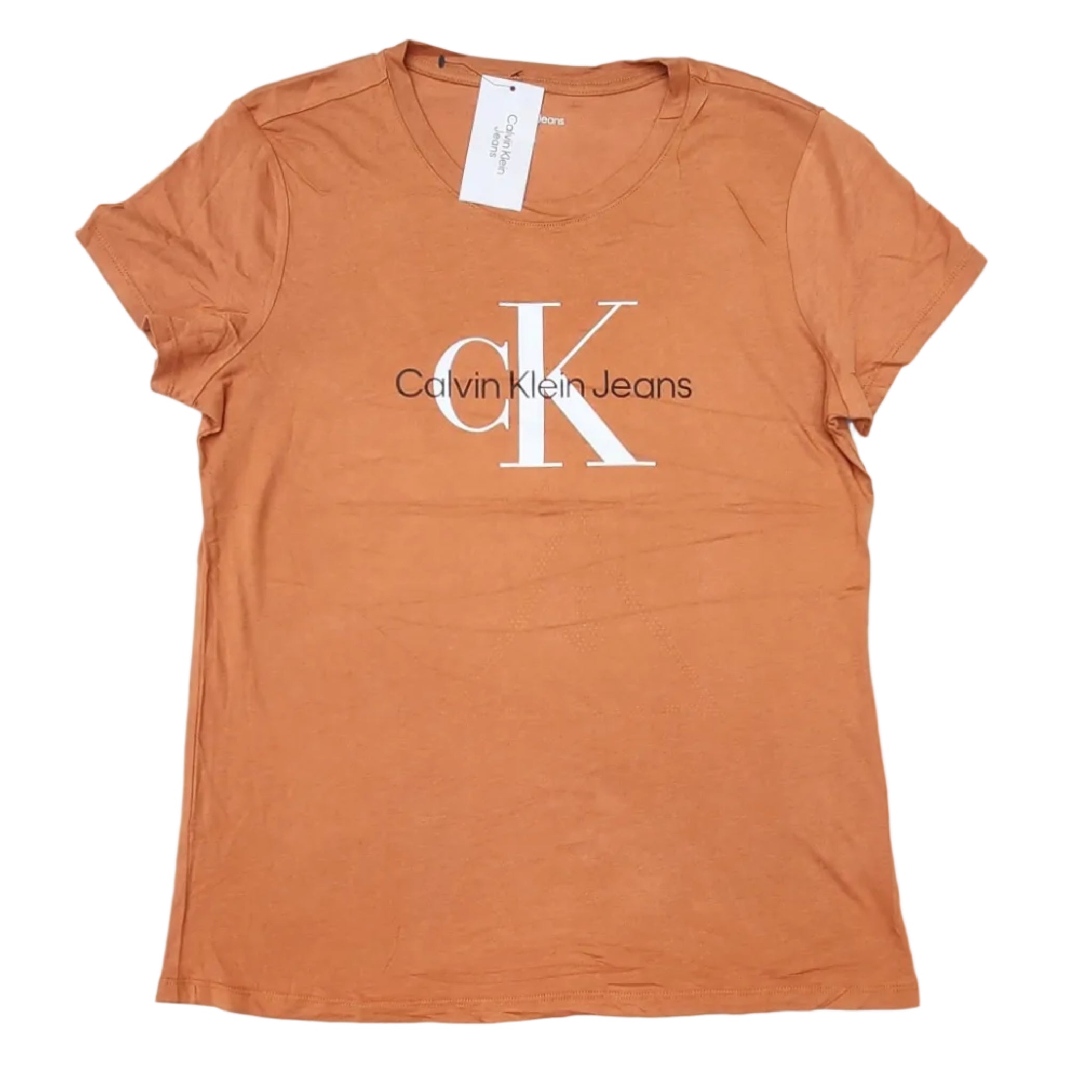 Playera Cuello Redondo Calvin Klein Jeans Terracota CK Logo Tallas S M L