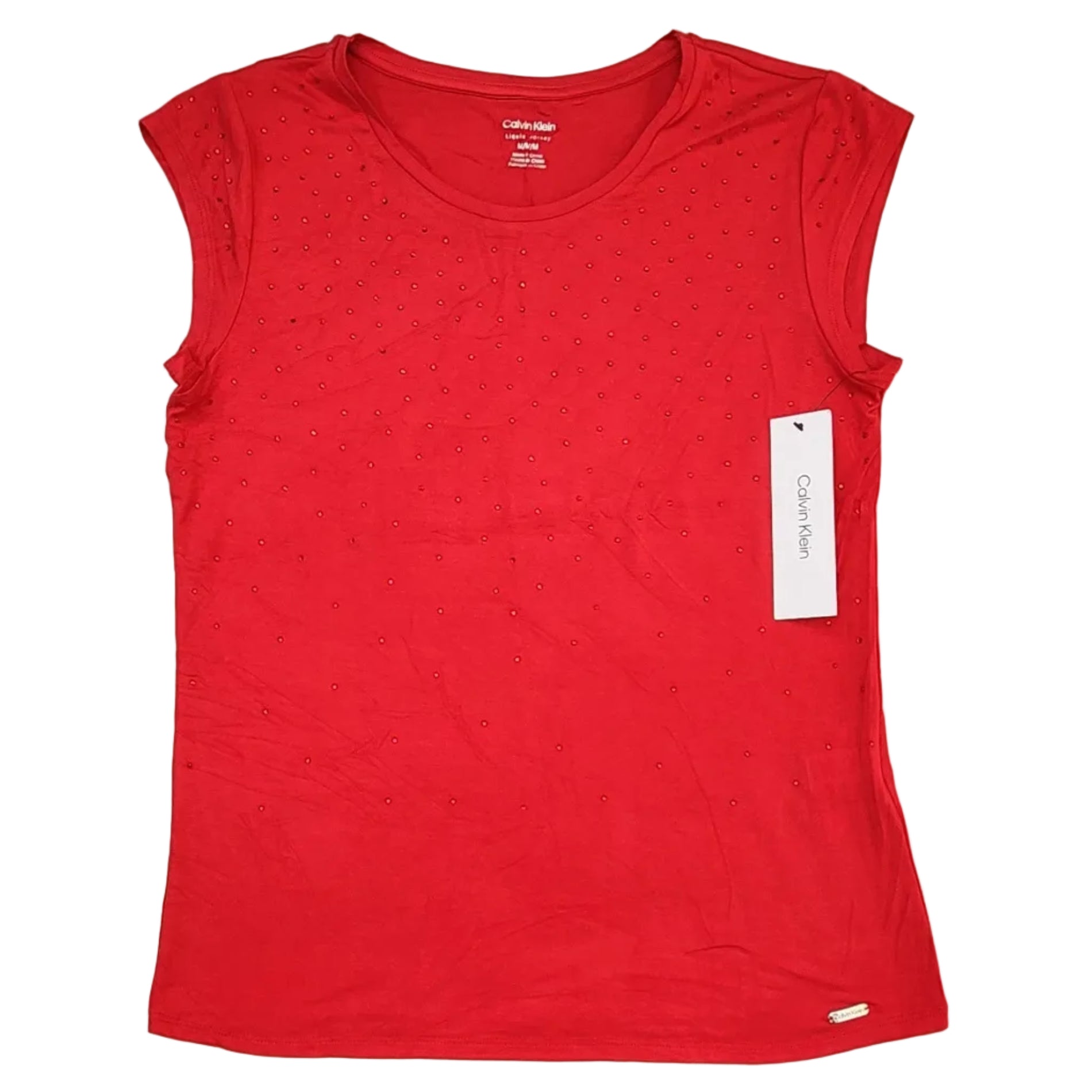 Playera Cuello Redondo Calvin Klein Roja Textura Puntos Talla M