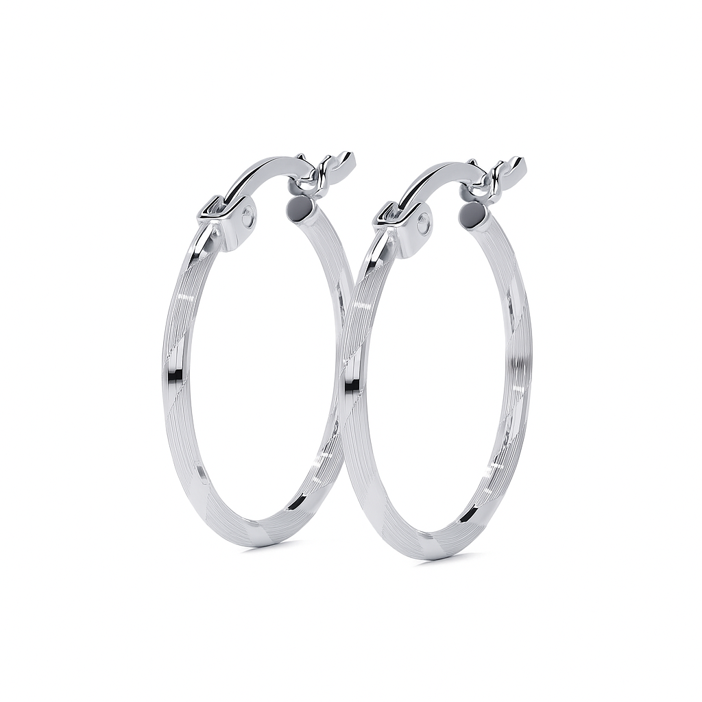 Arete De Plata 925 Extra Ligero Para Mujer Con Diamantado Cordon Blue