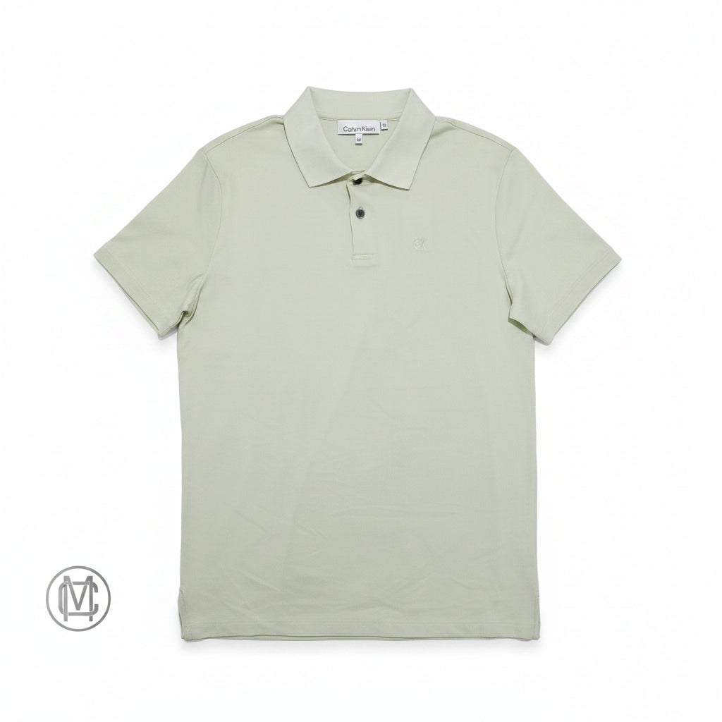 Playera Polo Calvin Klein Hombre — Verde Menta Sage Liso Logo CK Talla S