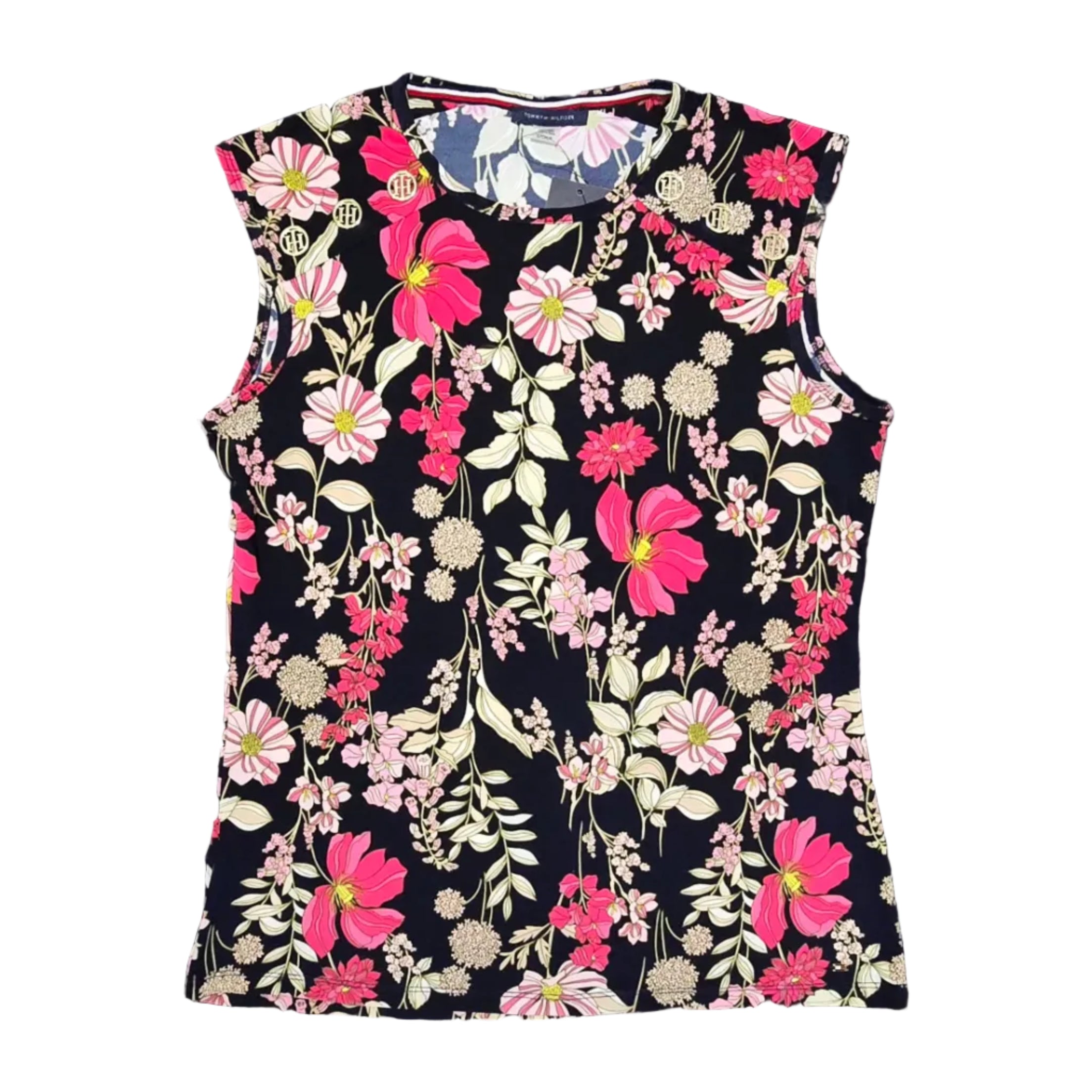 Playera Sin Mangas Tommy Hilfiger Floral Negro Talla M