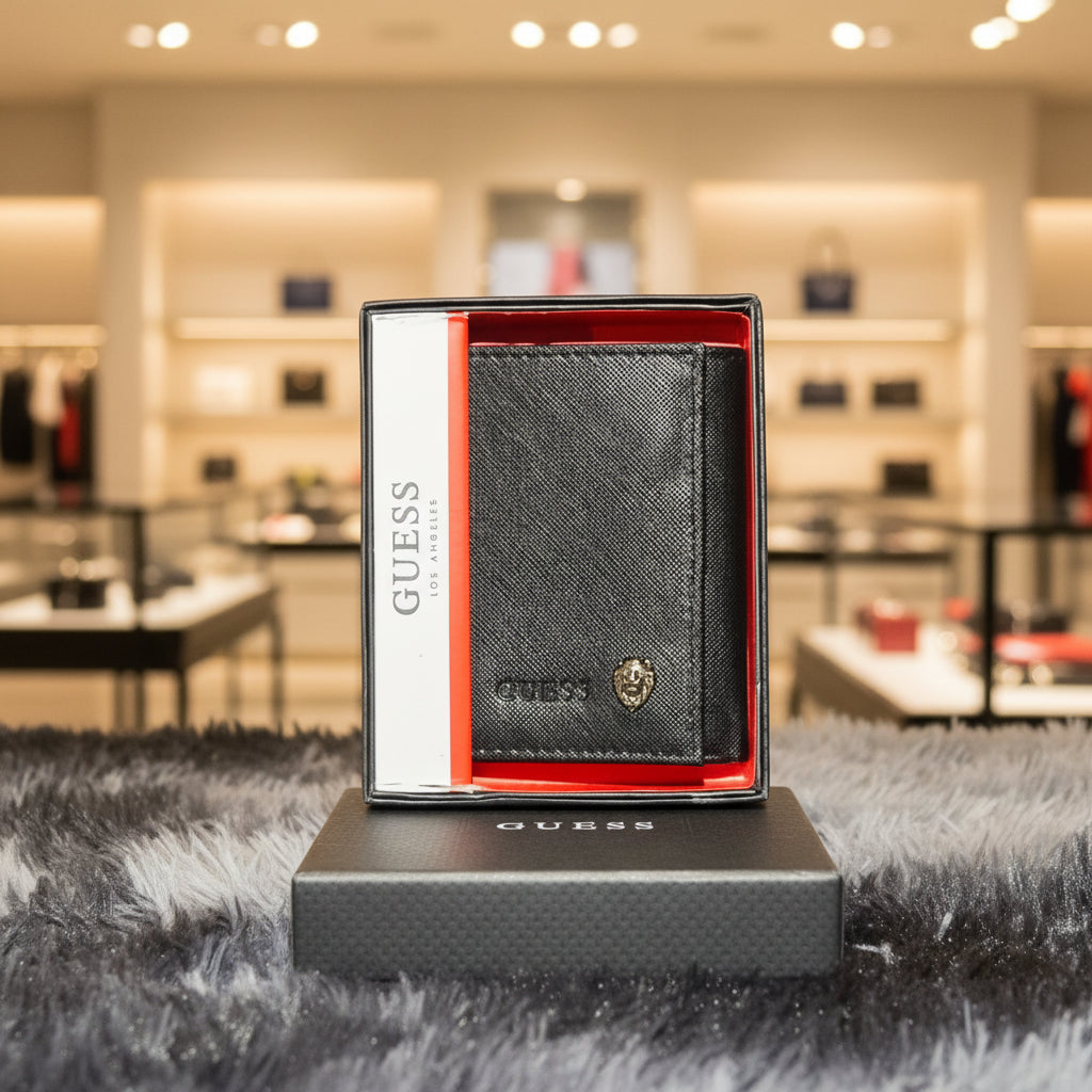 Cartera Guess para Hombre — Diseño Minimalista con Logo en Relieve