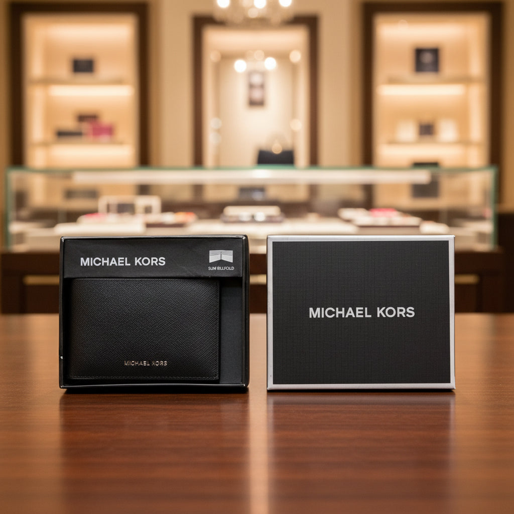 Cartera Michael Kors Hombre — Slim Billfold Negro Piel Saffiano