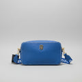 Tommy Hilfiger Crossbody Camera Bag — Azul Royal Pebbled Monograma TH Dorado