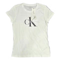 Playera Cuello Redondo Calvin Klein Jeans Blanca CK Logo Negro Talla S