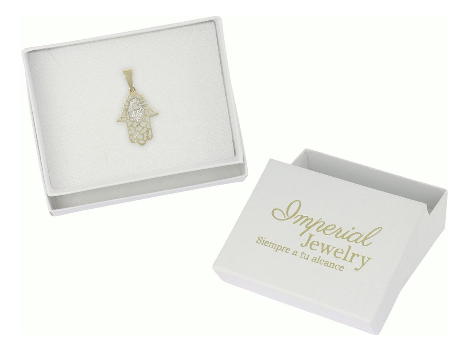 Dije De Mano De Fatima Con Zirconia En Oro 10k 1.80 Gr