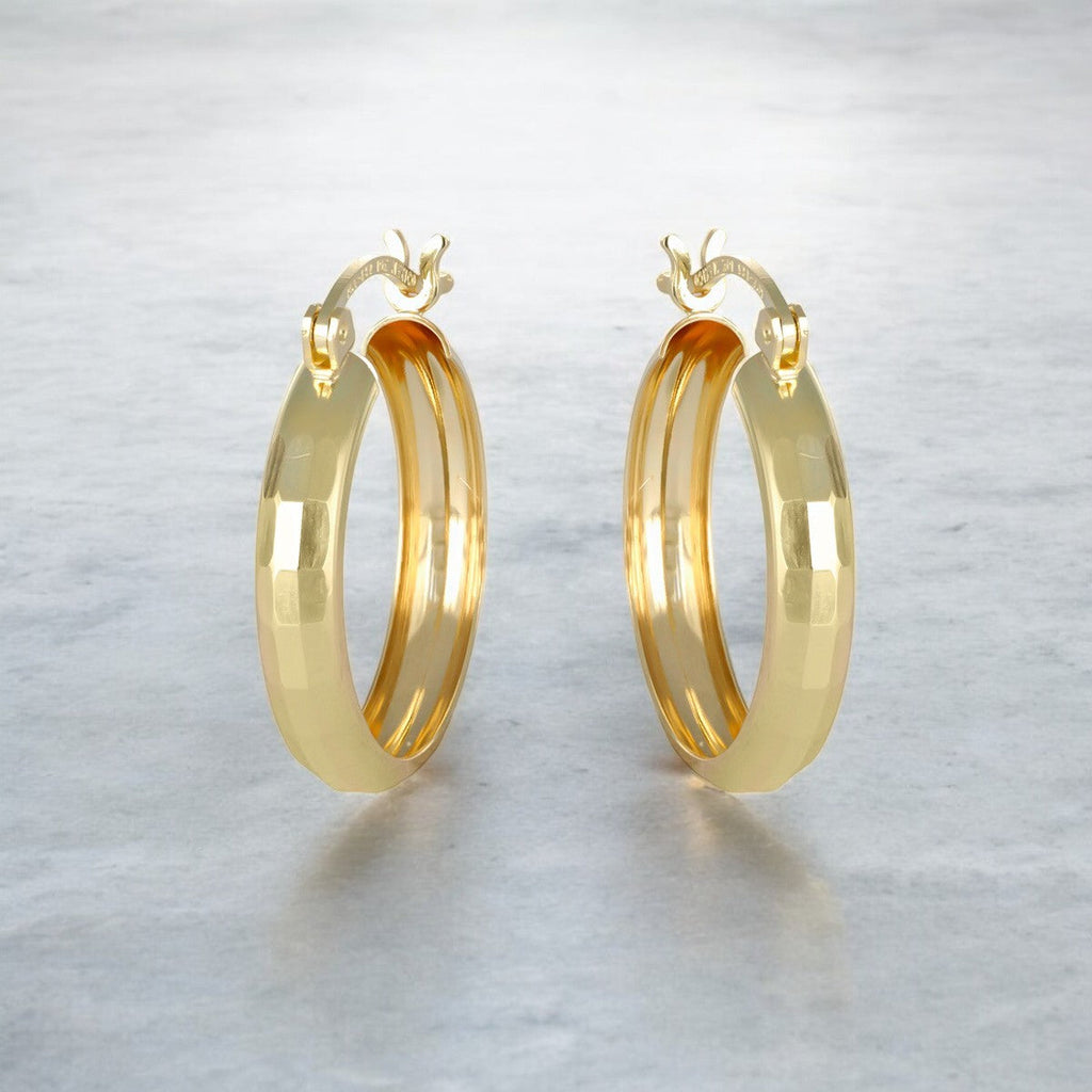 Arracada Bangle De Oro 10k Diamantado Domino, 4mm de Ancho