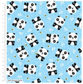 1/2 metro Tela de algodón Osito panda y abejas sobre azul